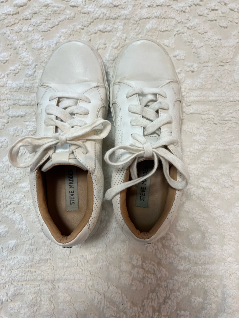 Steve Madden White Low-Top Leather Sneakers